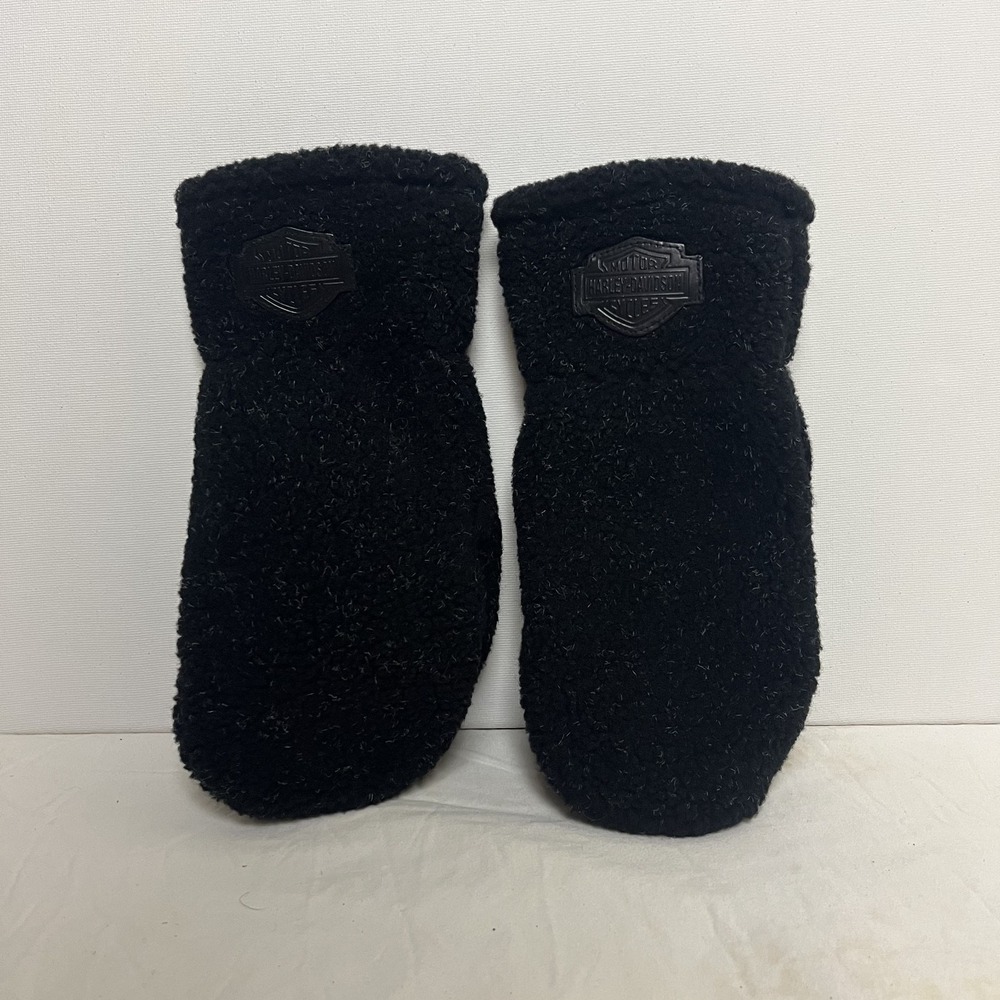 Harley-Davidson Sherpa Fleece Mittens Black One Size Bar & Shield Logo Winter